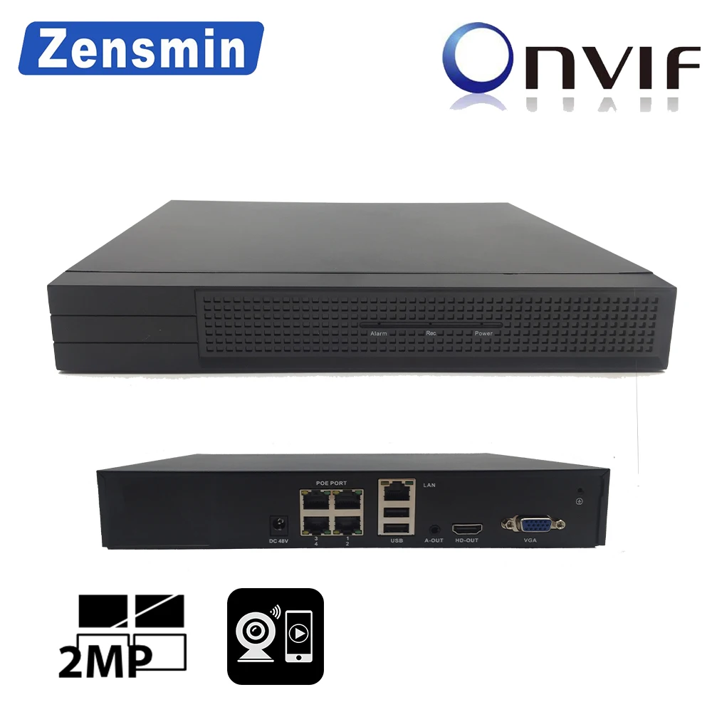 Zensmin H.265 FULL HD 4ch 8ch IP PoE NVR 3.0MP 2.0MP 1.0MP p2p 48V2A VGA HDMI Onvif 1 SATA 6 ТБ USB резервного копирования