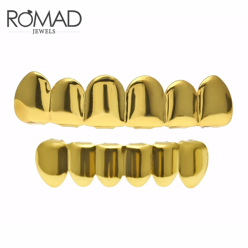 1 BOAKO Hip Hop Teeth Grillz Set Silver Gold Tooth Top Bottom Caps Punk False Dental Grills For Women Body Jewelry Cosplay Party - Окраска металла: 1
