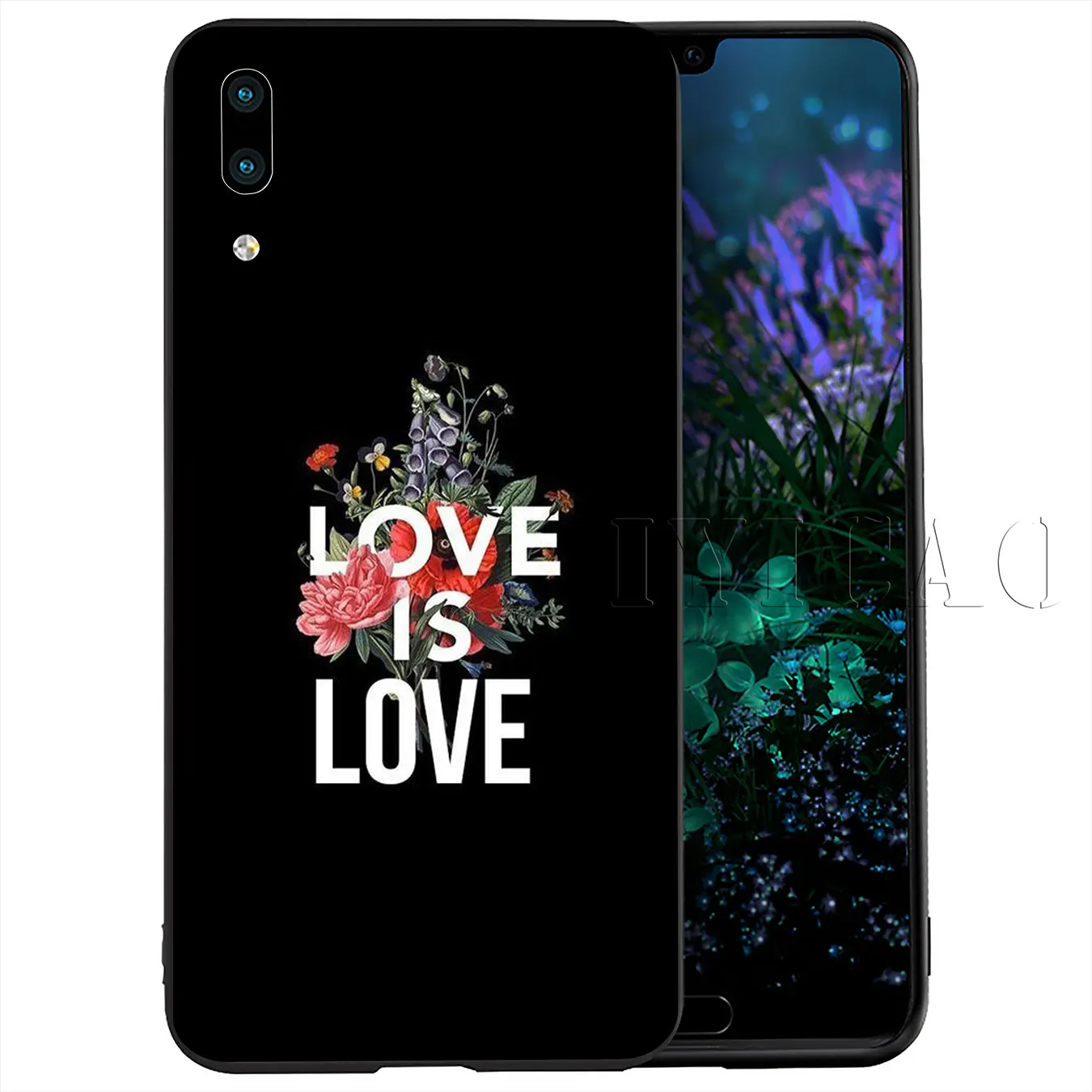 Мягкий чехол для телефона IYICAO Love Is LGBT Rainbow Heart Huawei Y9 Y7 Y6 Prime 2019 Honor 20 8C 8X 8 9 9X 10 Lite 7C 7X 7A