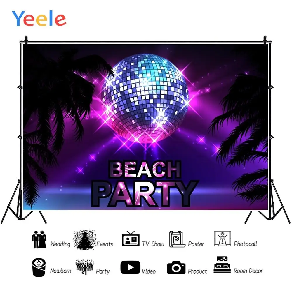 Yeele Summer Glitters Tropical Scene Beach Party Coconut Tree Night Starlight Starry Photographic Backdrops for Photo Studio | Электроника