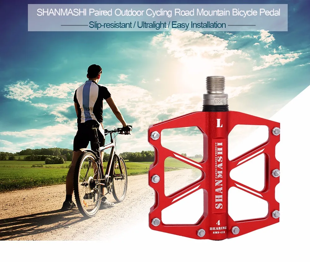 SHANMASHI SMS-418, 4 шариковых подшипника, педали для горного велосипеда, MTB, Плоские Педали, алюминиевый сплав, ультралегкие Аксессуары для велосипеда
