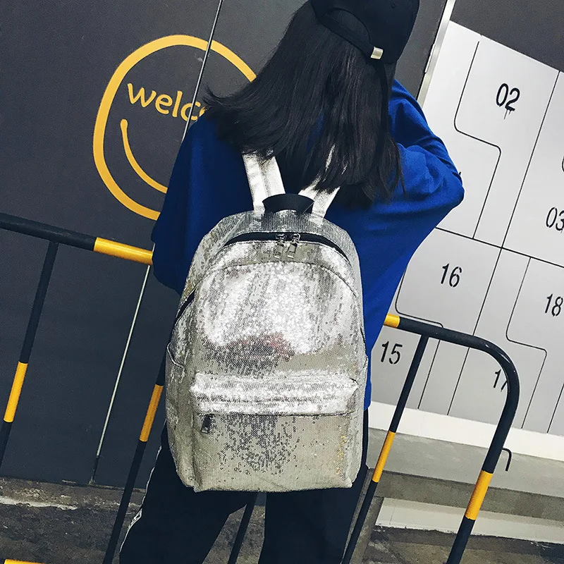 2019 модные однотонные рюкзаки с блестками для девочек подростков рюкзак бисером