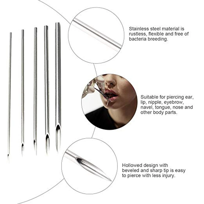 EMALLA 20 Gauge 100PC Piercing Needles Sterile Disposable Body For Ear Nose Navel Nipple for Supplies | Красота и здоровье