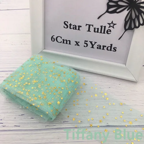Tiffany Blue 6 см 5 ярдов ЗВЕЗДА Тюль конфетти блесток Лента мягкая сетка тюль рулон выпечки торт Топпер DIY ремесла принадлежности для шитья товары - Цвет: Tiffany Blue