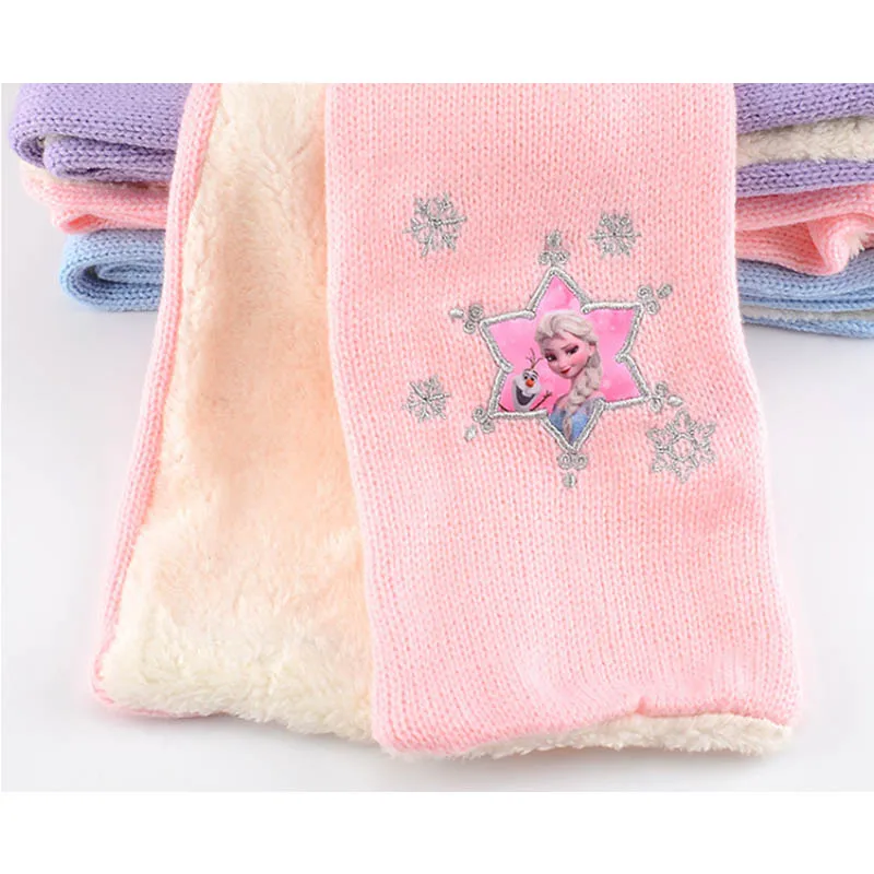 Disney Princess Kids Warm Scarf-Neck Girls Baby Winter-Scarf Women Knitting Wool Scarf Children Neck Warmer Accessories - Цвет: Pink B