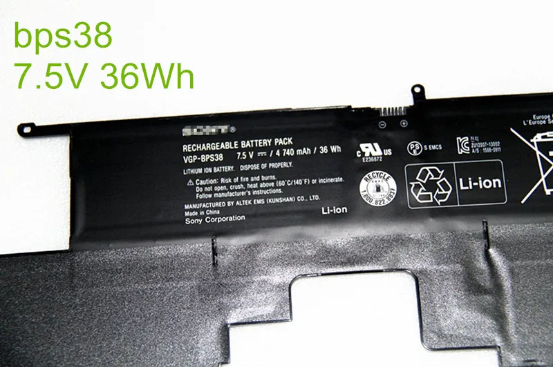 Оригинальный 7 5 В 4740 мАч 100% новый BPS38 Аккумулятор для ноутбука SVP13 Pro13 Pro11 VGP-BPS38