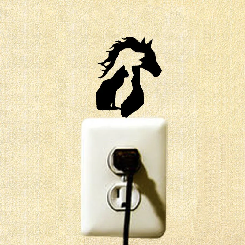 Виниловая наклейка 2SS0462 с изображением животных влюбленных лошадей собак|cartoon wall