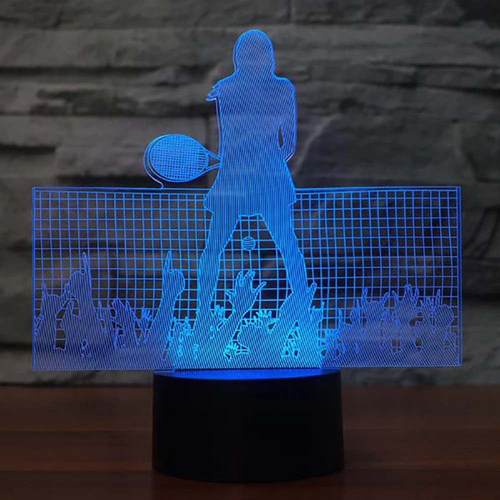 3D светодиодный теннисисткой настольная лампа USB визуальный Luminaria прикроватная