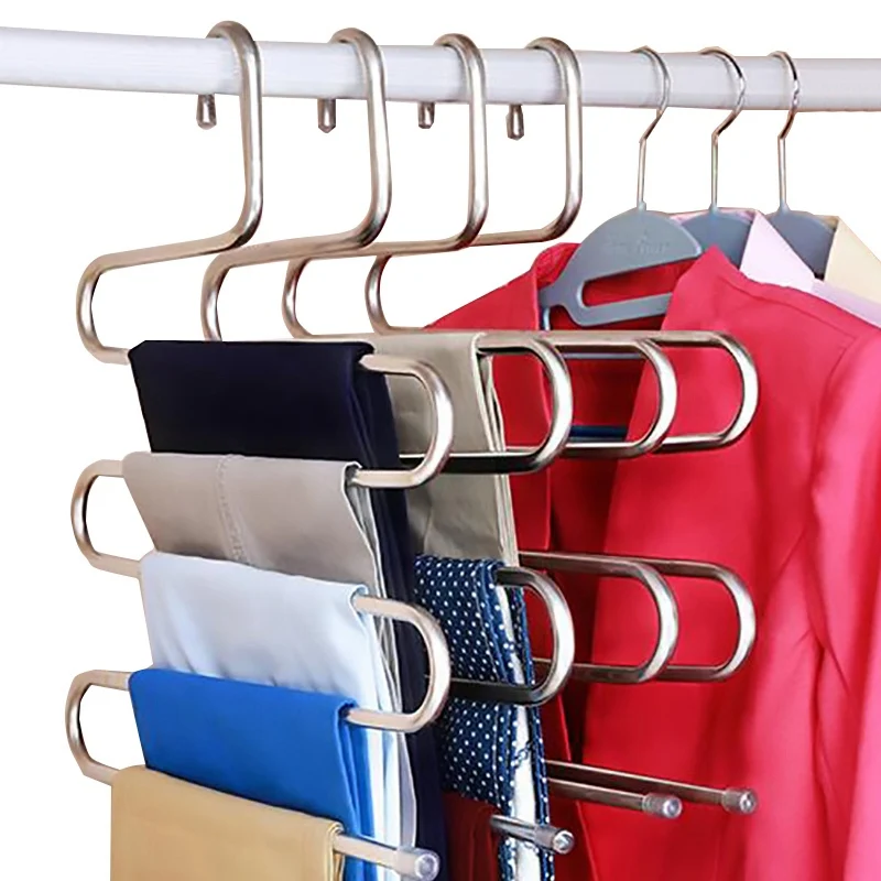 Coat Belt Hanger Stainless Steel Hanger Multifunction Pants Hanger Closet Tool Adjustable Closet Organizer Home Storage