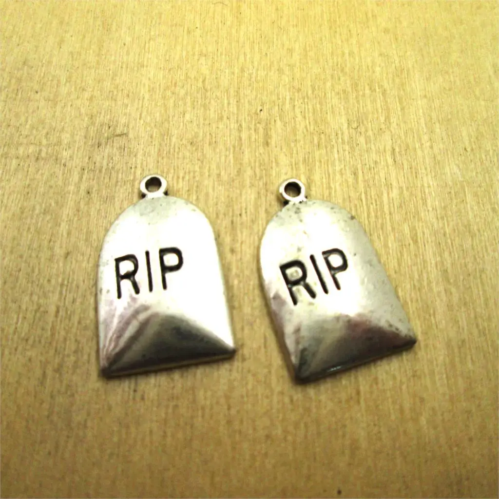 

15pcs--15*21mm antique silver one side RIP Charm pendants ,DIY Supplier DIY necklace/ bracelets charms antique silver tone