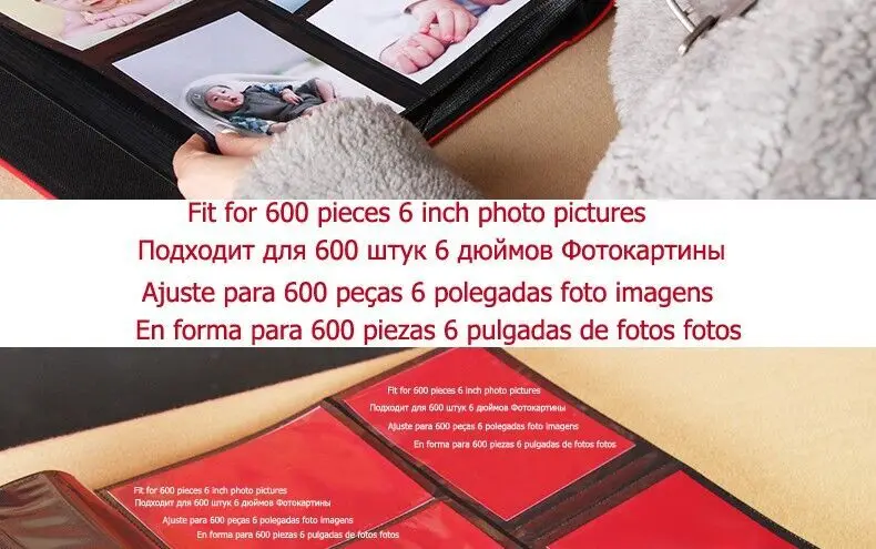6 дюймов 600 карманы кожаный фотоальбом книга детская записная книжка семья большой емкости фото картина галерея Приключения фото книга