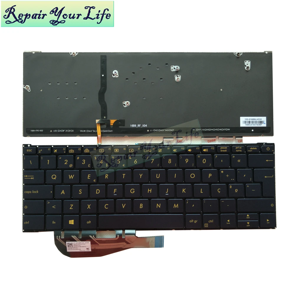 

laptop keyboard for Asus ZenBook 3 UX390UA UX390 portuguese PO version with backlight Navy Blue brand new 0KNB0-D608PO00