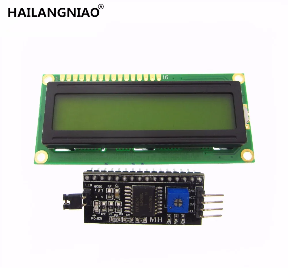 

2pcs=1lot IIC/I2C + LCD1602 yellow /Green Backlight LCD Display Adapter Plate
