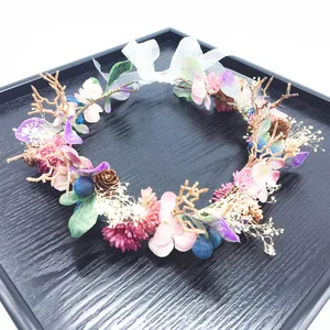 Цветочная свадебная корона вечерние аксессуары для волос девушки цветочный венок ободок цветочные гирлянды женские головные уборы украшения для волос невесты