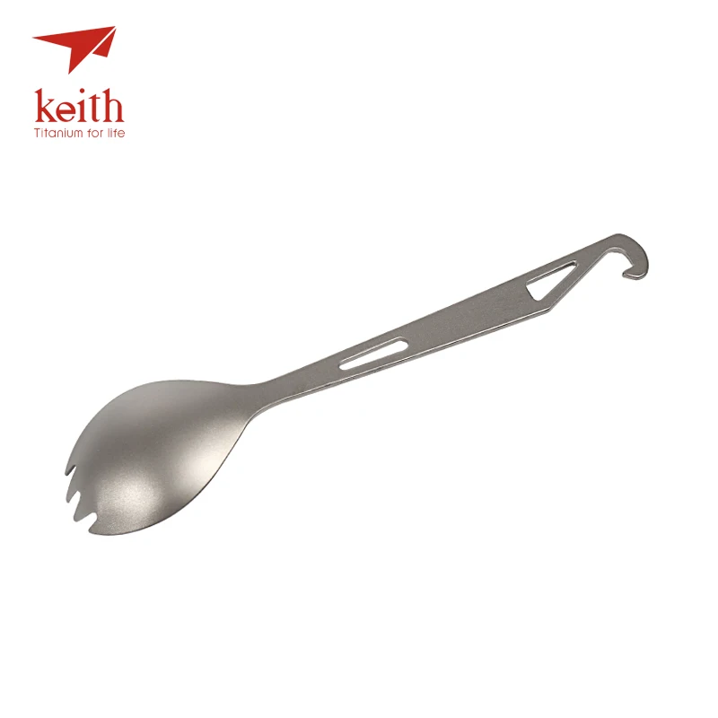 Портативная Титановая Ложка с вилкой Keith Fork сверхлегкие дорожные столовые