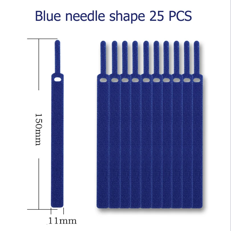 25PCS Blue Needle 25 шт. многоразовый шнур Органайзер держатель, крепление кабельные стяжки ремни для наушников телефонов провода обёрточная бумага управляющие - Цвет: 25PCS Blue Needle
