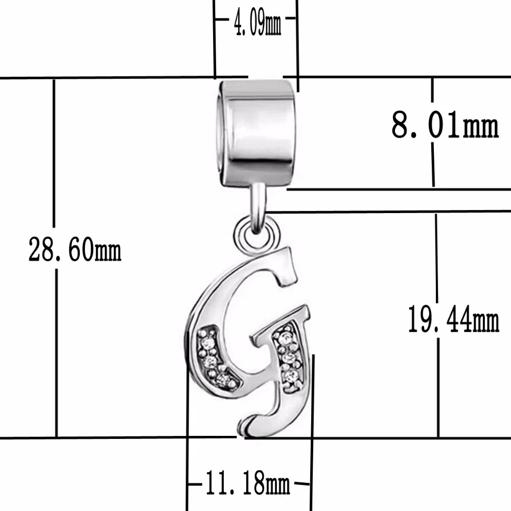Бесплатная доставка подвеска-Шарм с буквами G и белыми кристаллами подарок на