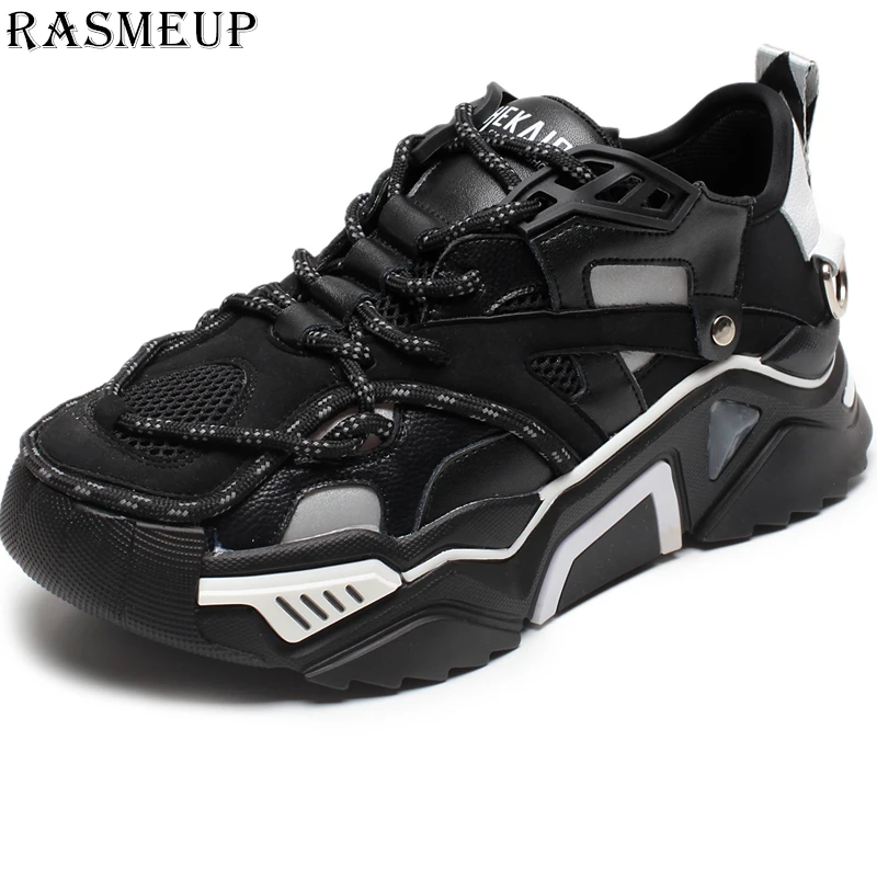 Женские кроссовки на массивной платформе RASMEUP модные из натуральной кожи