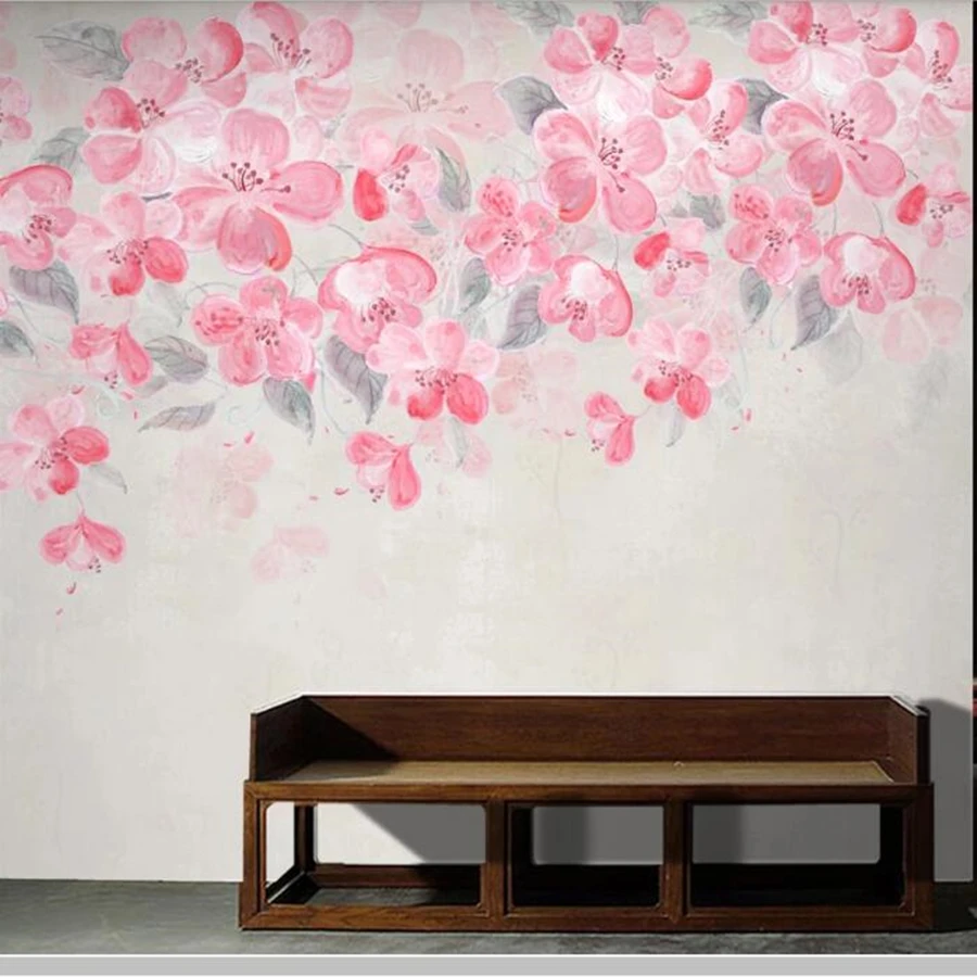 

Papel de parede watercolor pink floral 3d flower wallpaper,living room tv sofa wall bedroom kitchen wall papers home decor mural