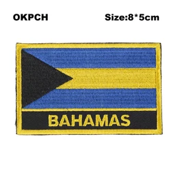 PT0024-R Багамские Острова квадратной формы Железный Флаг патч вышитые пилы на значки, патчи для одежды PT0024-R - Цвет: PT0024-R