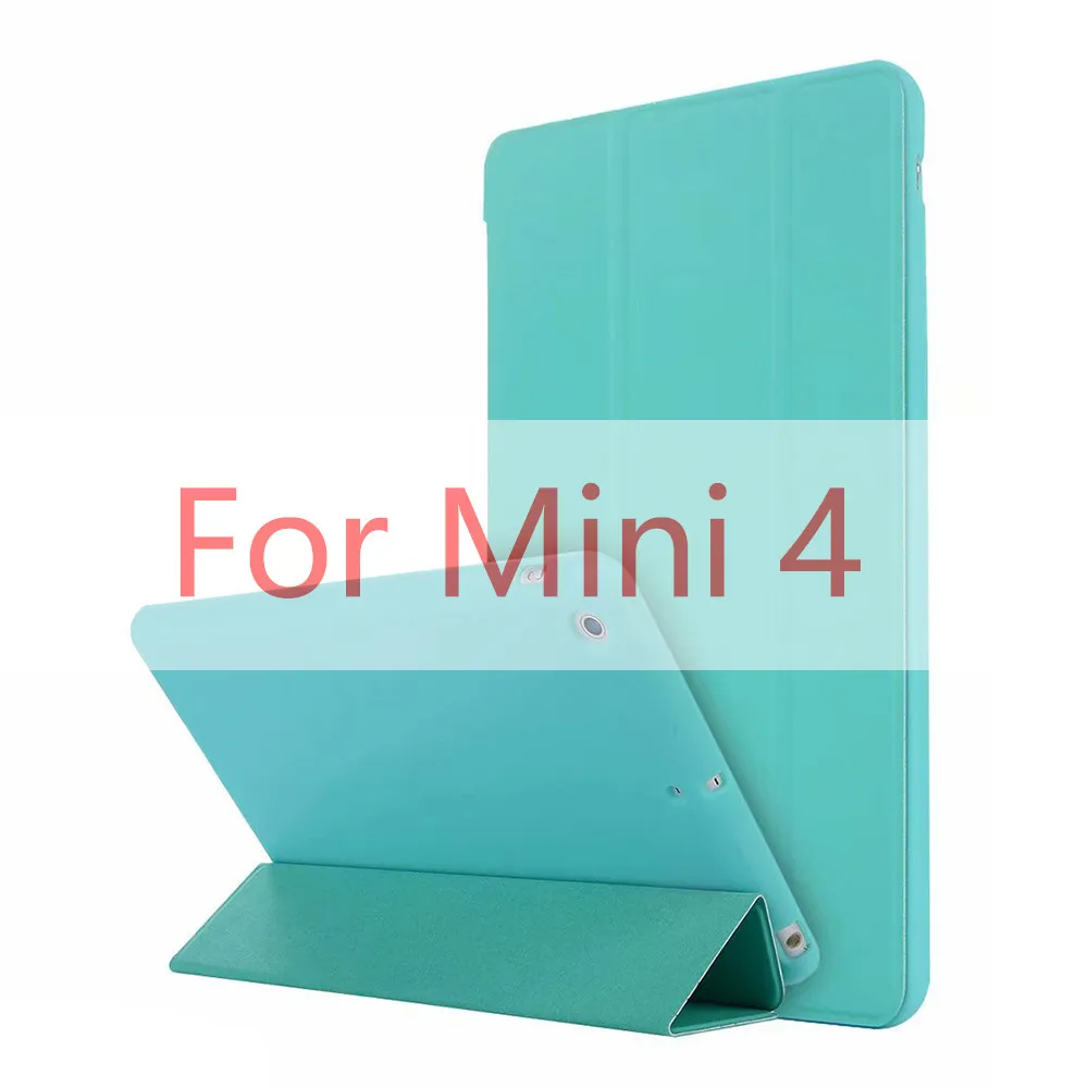 Mini4 Lake Blue Для Apple iPad Mini 4 3 2 1 чехол, тонкий из искусственной кожи+ ТПУ Мягкий задний теплоотвод смарт-чехол для iPad Mini4 Mini 2 Чехол Funda - Цвет: Mini4 Lake Blue