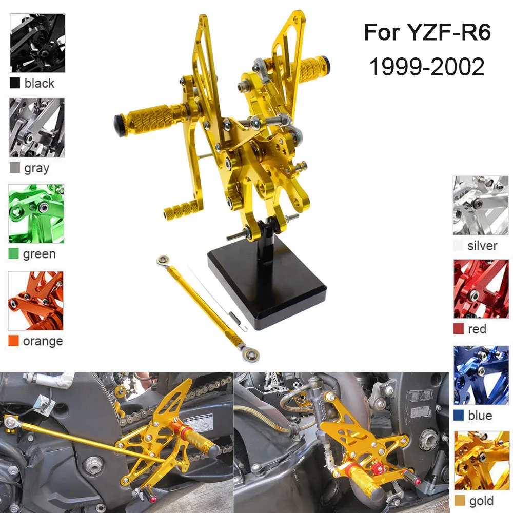 

CNC Алюминиевые Регулируемые задние педали для Yamaha YZF R6 YZF-R6 1999 2000 2001 2002