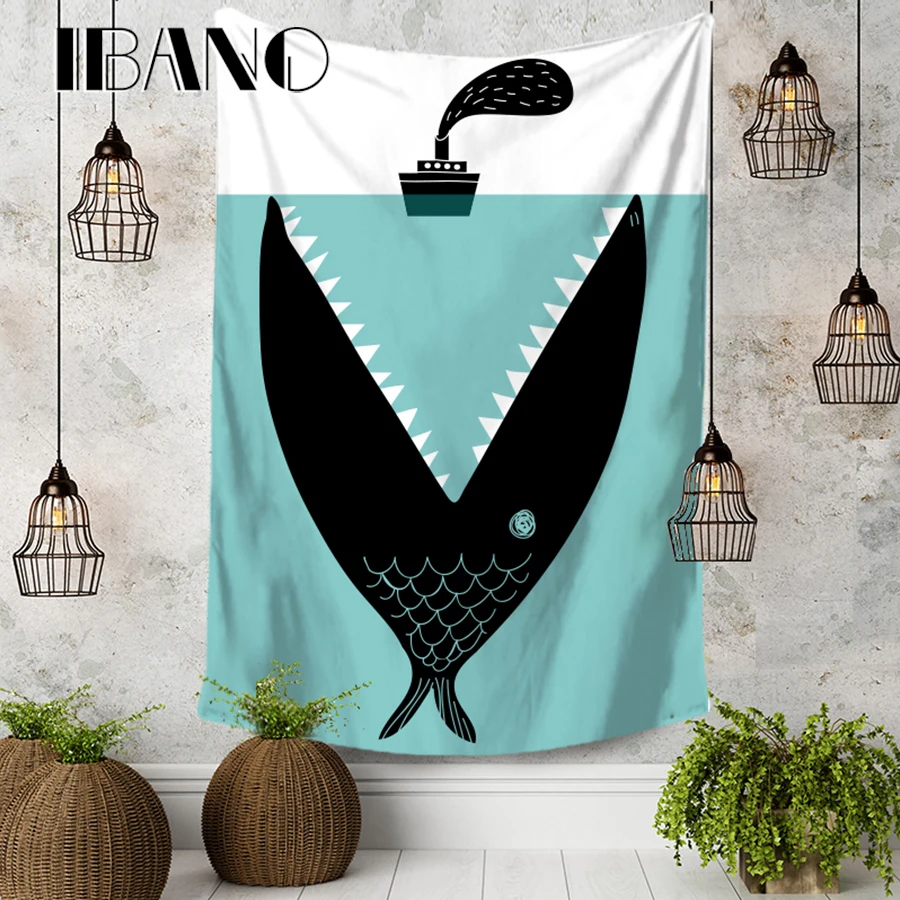 

IBANO Wall Tapestry Cartoon Fish Thicker Wall Hanging Tapestry Blanket Home Decoration for Bedroom Dorm Yoga Mat Tablecloth
