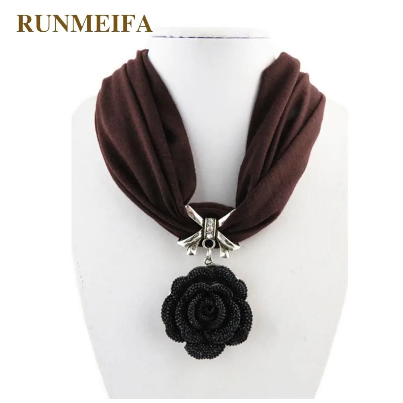 Короткие Подвески RUNMEIFA ожерелья женский шарф аксессуары для шарфа|pendant necklace|flower