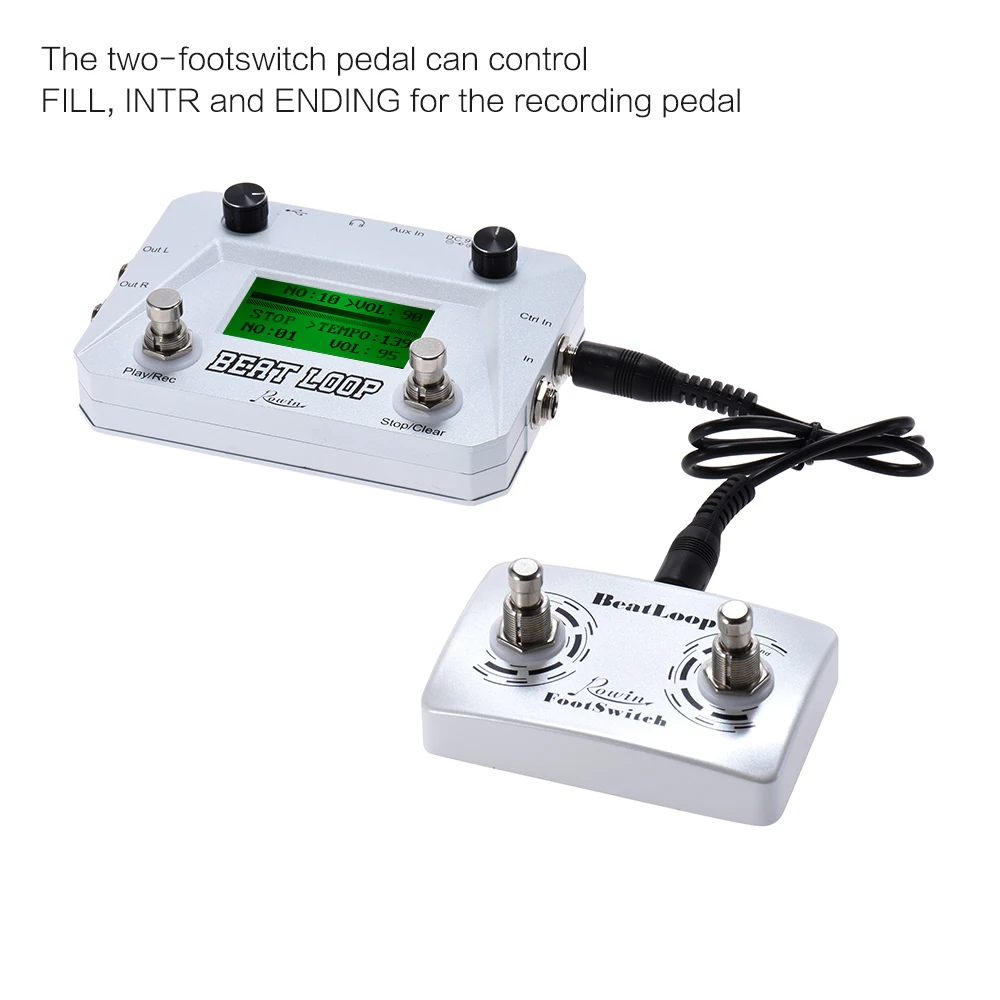 Rowin BEAT LOOP запись гитарных педалей Looper & Dual Footswitch педаль макс. 50 мин время записи
