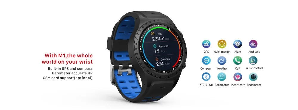 SENBONO M1 IP67 Водонепроницаемый умный телефон с часами Bluetooth Вызов gps Smartwatch телефон для мужчин и женщин монитор сердечного ритма часы