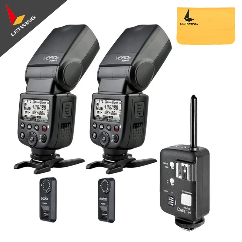 2 * Godox V860N беспроводной новый литий ионный аккумулятор камера Вспышка Speedlite + Cells II