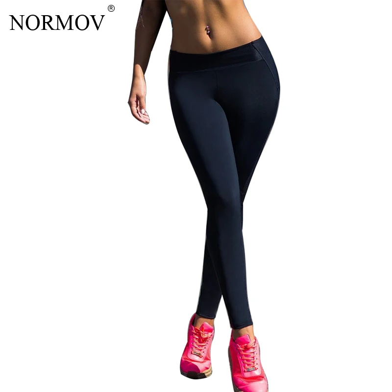 NORMOV S XL Сексуальная Push Up Черный Леггинсы Женщины Тренировки Сетка Лоскутное Femme