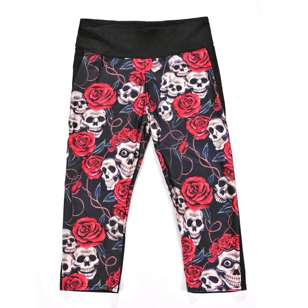 Модные сексуальные женские штаны 7 точек леггинсы черные большие красные с