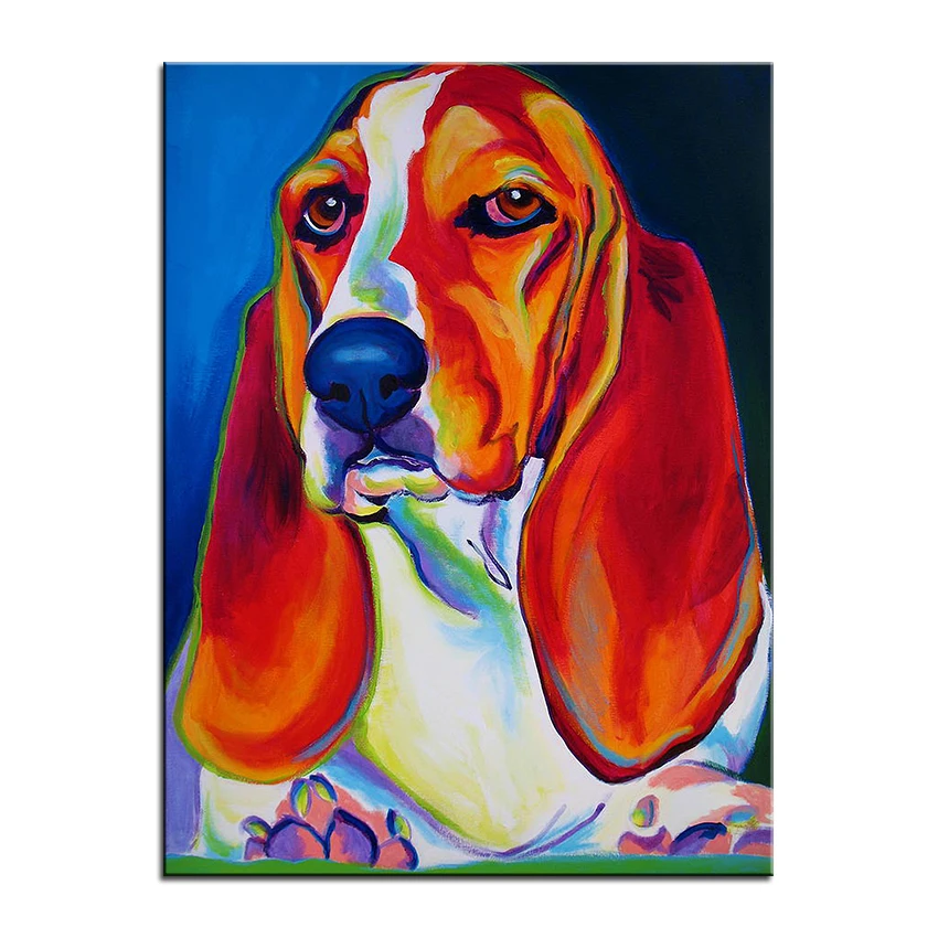 Большой размер картина маслом настенная живопись basset hound maple Home Декоративная