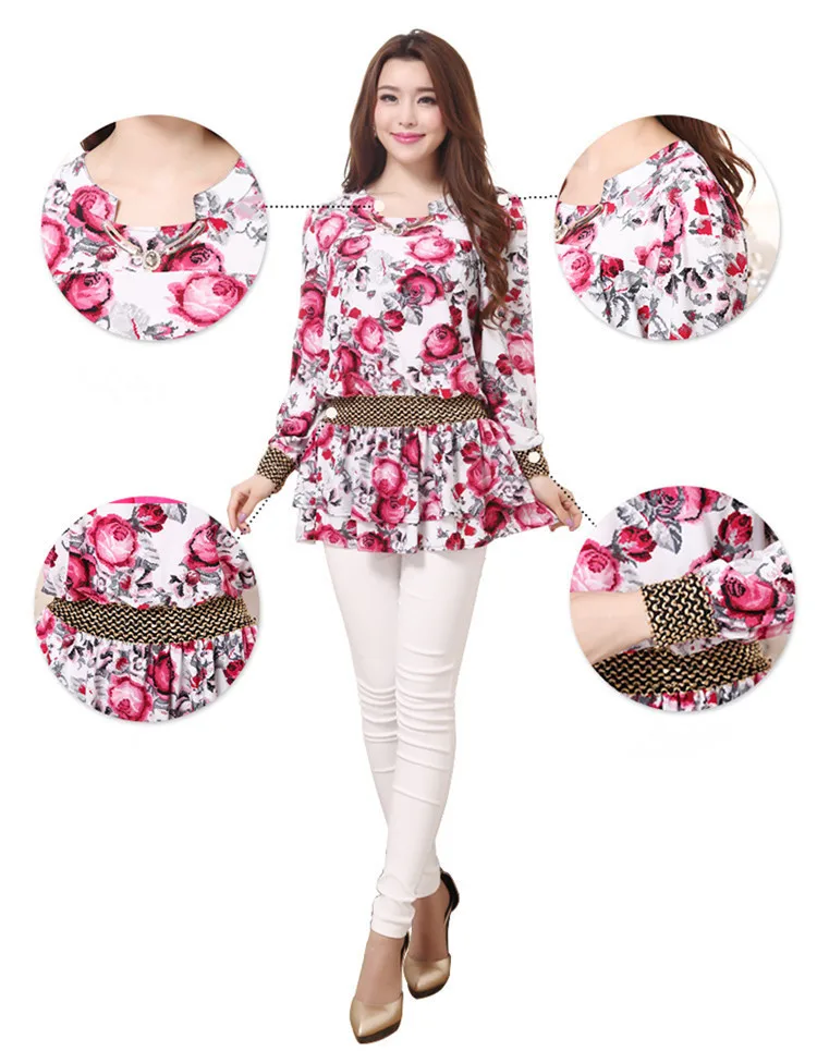 New Spring Autumn Clothing Plus Size Full Sleeve Square Collar Loose Print Cute Women Casual A-line Mini Dress LY669 | Женская одежда