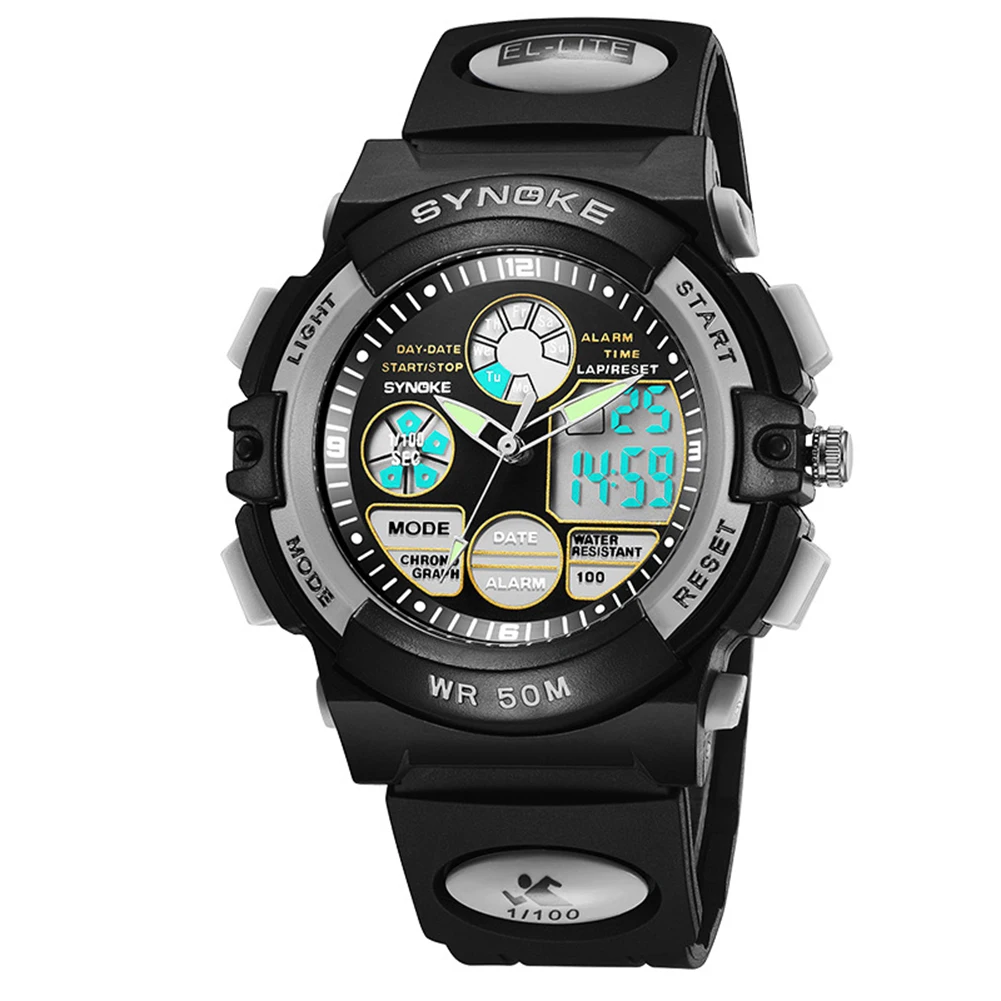Waterproof Digital Analog Dual Time Date Alarm Luminous Kid children Boy Girl sport Electronics Wrist Watch dropshipping | Наручные часы