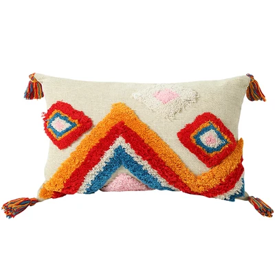 

Tufted Pillow Cover Boho Cushion Cover 100% Cotton Wedding Pillow Cover Boho Home Decor, Custom Size and Color 45X45CM/40CMRD