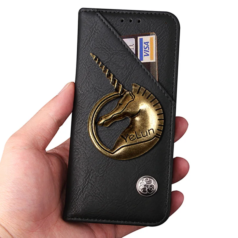 YeLun Ретро Кожаный противоударный флип чехол для Ulefone Power 5 с единорогом кошелек
