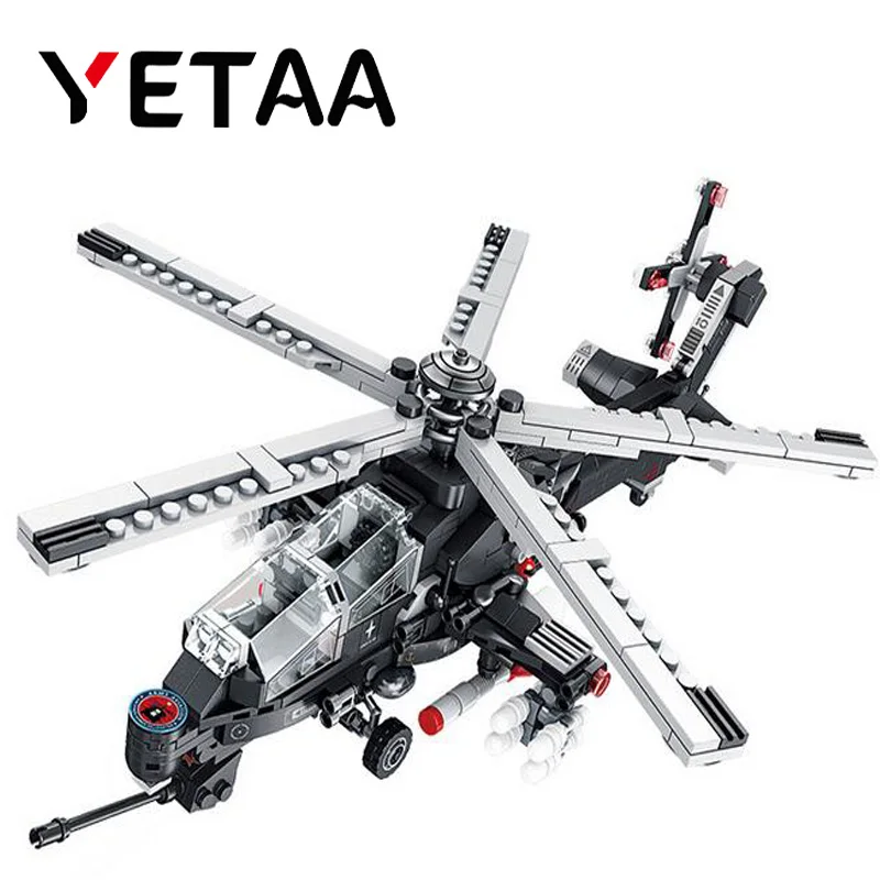 Yetata военный вертолет модель блоки детские игрушки Legoed стиль технический кирпич