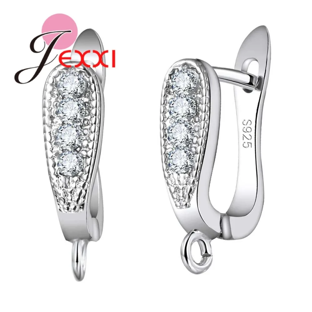 

Classic U Shape Crystal 925 Sterling Silver Clasps Earring Findings For Women Clear Crystal Wholesale Fine Quality