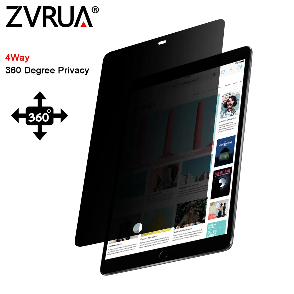 ПЭТ 360 градусов Фильтр конфиденциальности для нового iPad 9," /Air 2/Pro 9,7 дюймов, С антибликовым покрытием Экран протектор Защитная пленка - Цвет: Черный