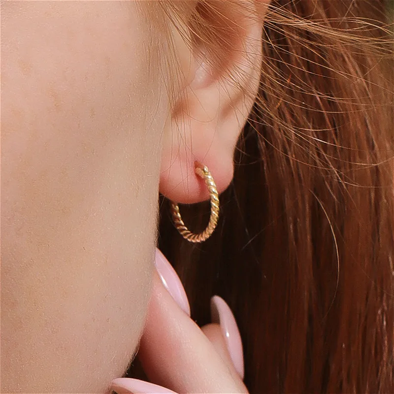 

Real 925 Sterling Silve Twistr Circle Hoop Earrings For Women High Quality 18k Gold Earings Fashion Jewelry Simple Flyleaf