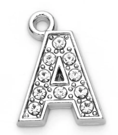 

30pcs Inlaid Rhinestone English letters A-Z link chain drop alloy Pendant charm Handmade earring bracelet necklace Jewelry DIY