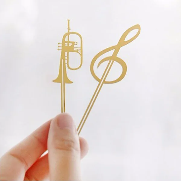 8 pcs/Lot Western Instrument book mark Vintage metal music bookmark Trumpet Violin Stationery School supplies marcapaginas F14 |