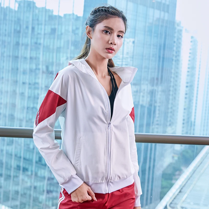 Женская спортивная куртка с капюшоном JINXIUSHIRT на молнии длинным рукавом для