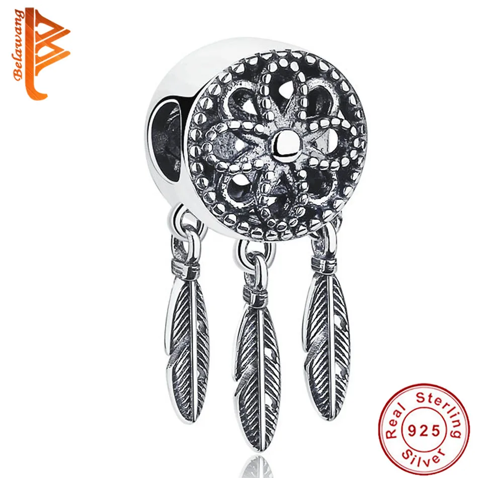 

BELAWANG Authentic 925 Sterling Silver Dream Catcher Charms Beads Fit Original Bracelet Necklace DIY Christmas Jewelry