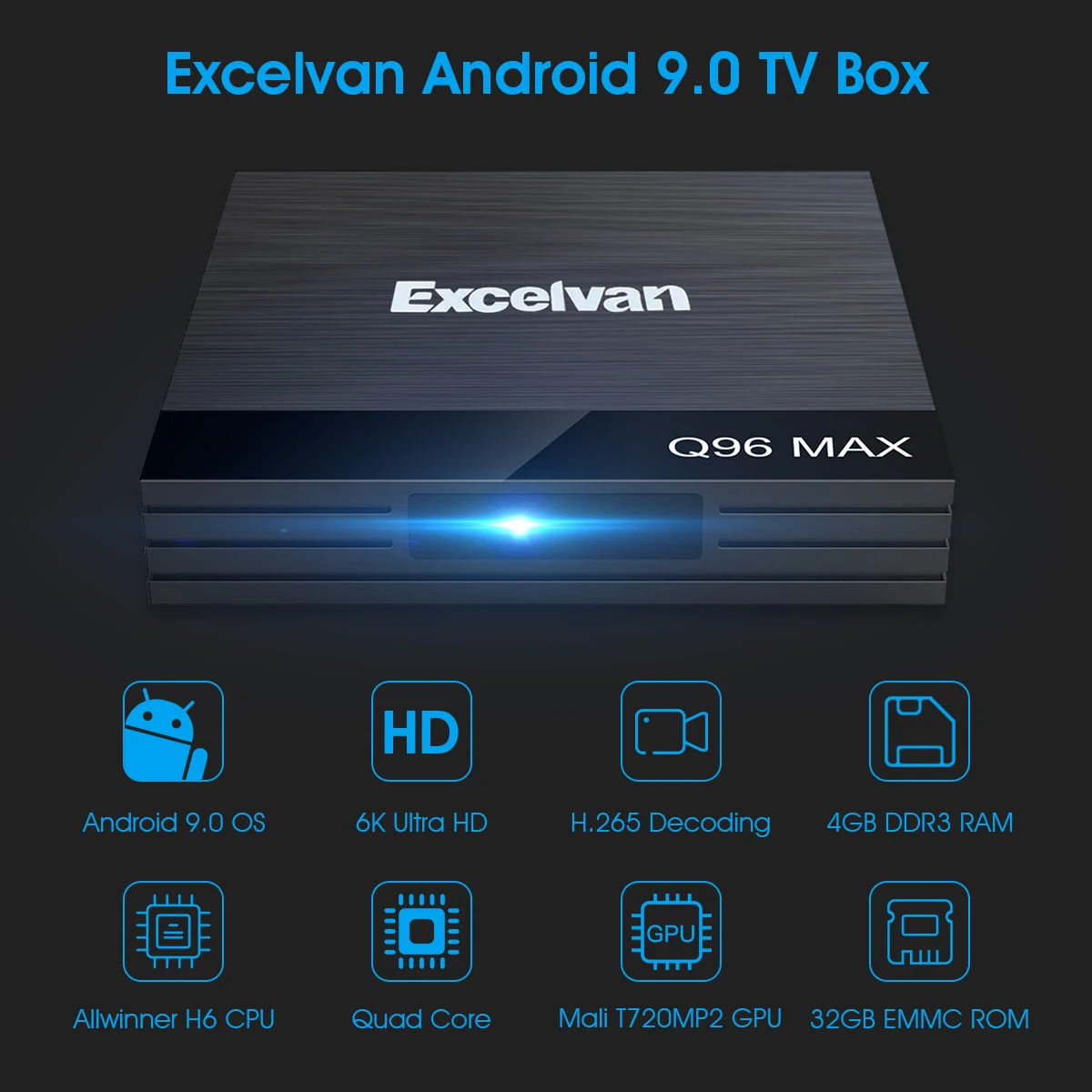 ТВ приставка Excelvan Q96 Max Android 9 0 4 Гб ОЗУ + 32 ПЗУ Allwinner H6 USB3.0 100 Мбит/с 2 4G WiFi
