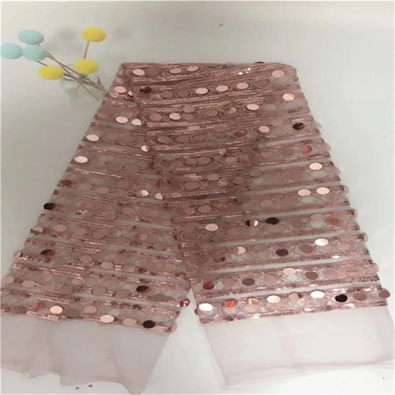 

African Lace Fabric With 3D Sequins 2019 Latest Fabric High Quality French Tulle Sequin Lace Fabric For Party Dress
