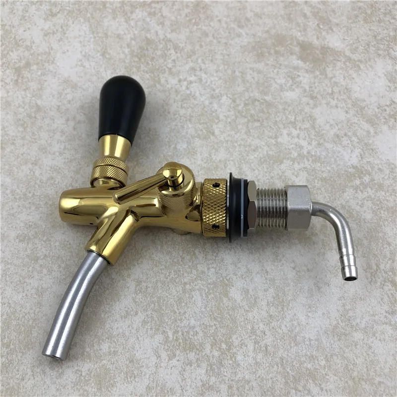 

Draft Beer tap faucet, Adjustable Faucet with golden plating,- Keg Tap Kegerator Spout for Beer Brewing Keg