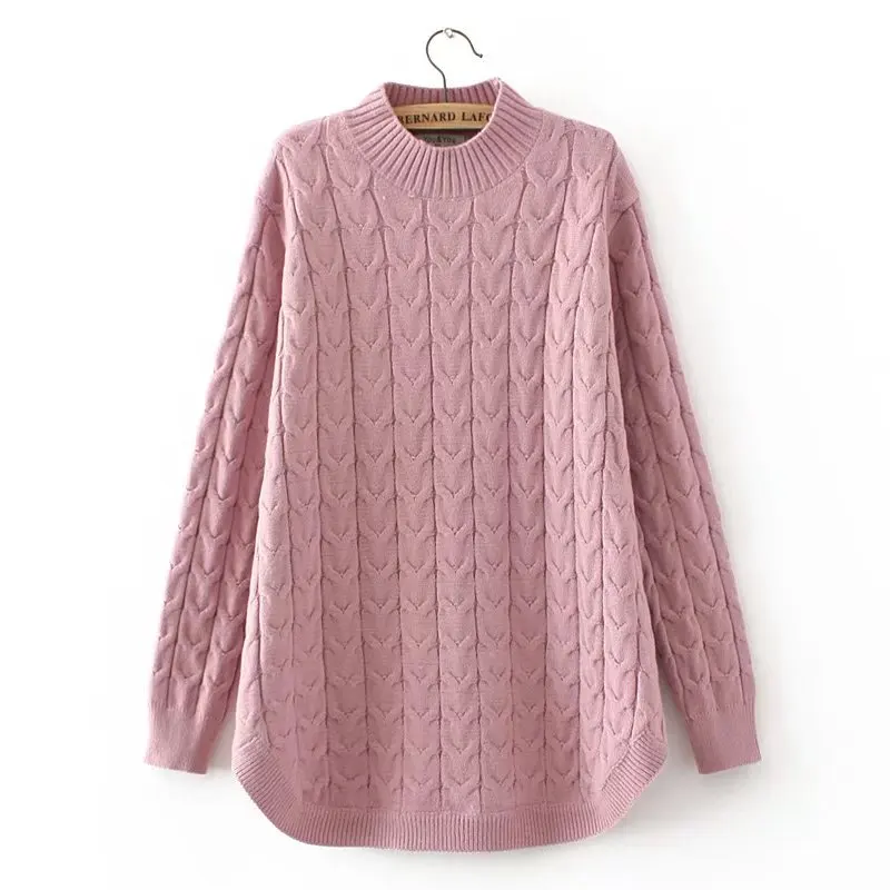 Autumn Turtleneck Sweaters Plus Size Women Casual Knitting Sweater 3XL 4XL Pullovers Pink Gray Black KKFY332 |